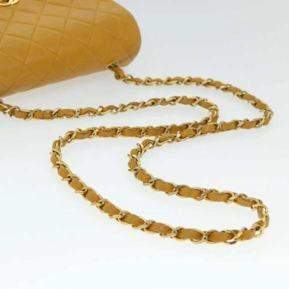 CHANEL Matelasse Turn Lock Chain Shoulder Bag Lamb Skin Orange - Picture 8 of 16